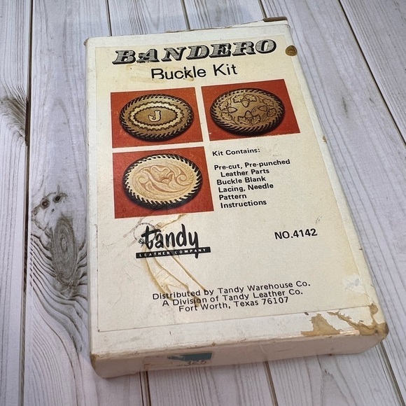 NWT Vintage Tandy Bandero Buckle Kit Leather Tooled Rose Belt Buckle Whipstich main image 4